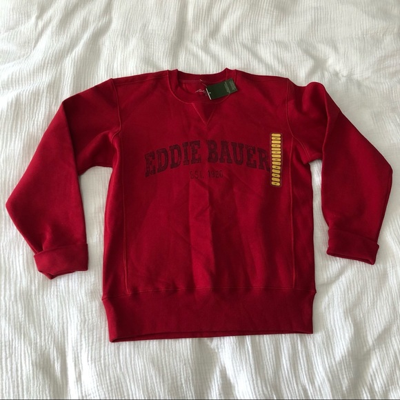 RED EDDIE BAUER PULLOVER SWEATSHIRT - Picture 1 of 4